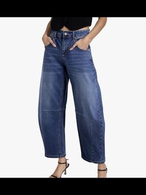 Sidefeel High Rise Barrel Ankle Jean Size 10 Medium Wash